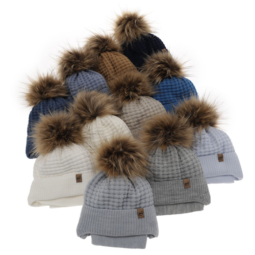 Ensemble d'hiver garçon: bonnet et écharpe, bleu marine, avec liens, Salem