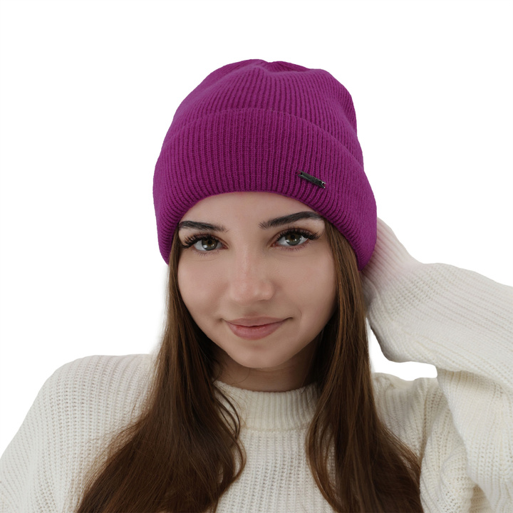 Dames herfst/winter muts, paars, met merinowol en kasjmier, Sindra