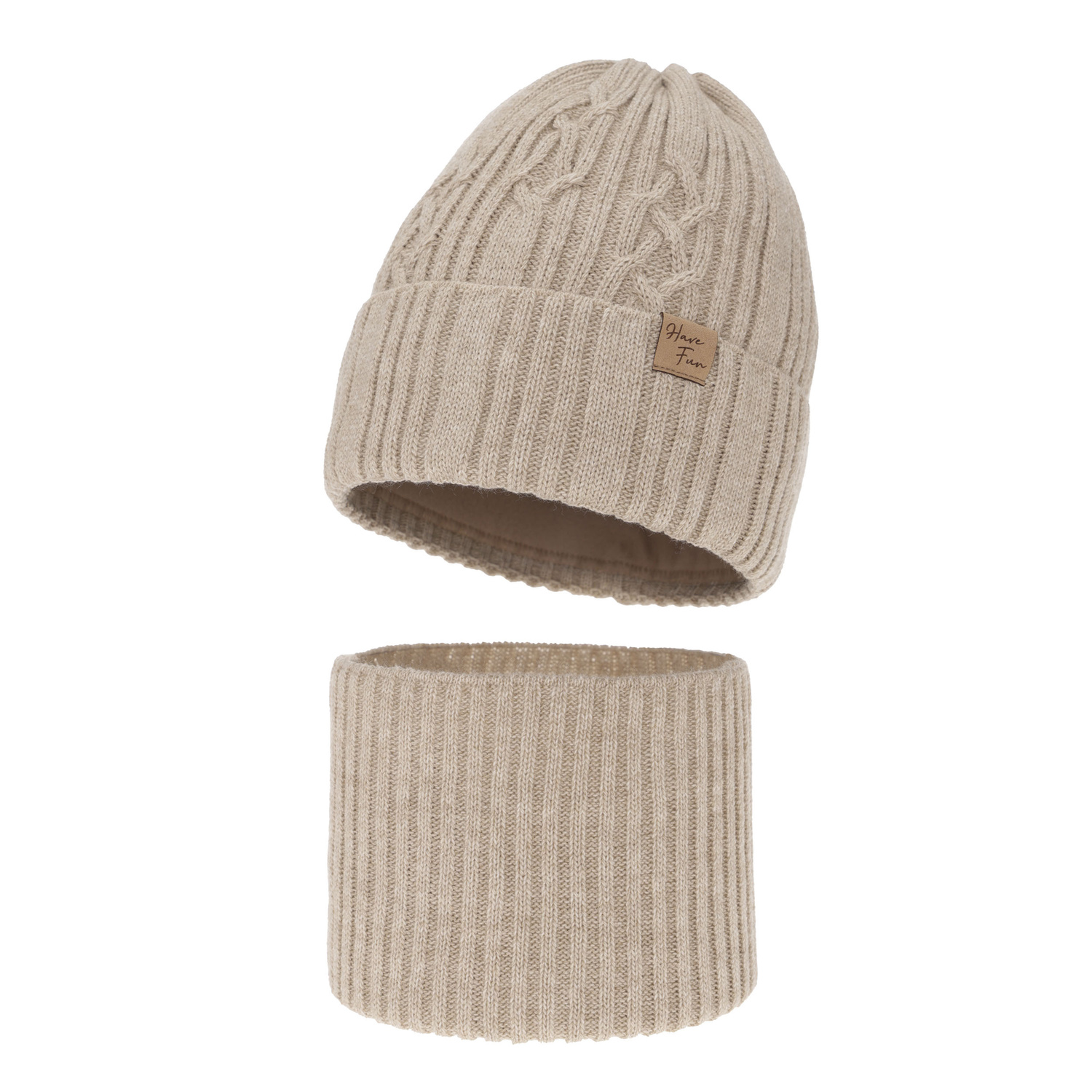 Ensemble d'hiver fille: bonnet et snood, beige, Rema