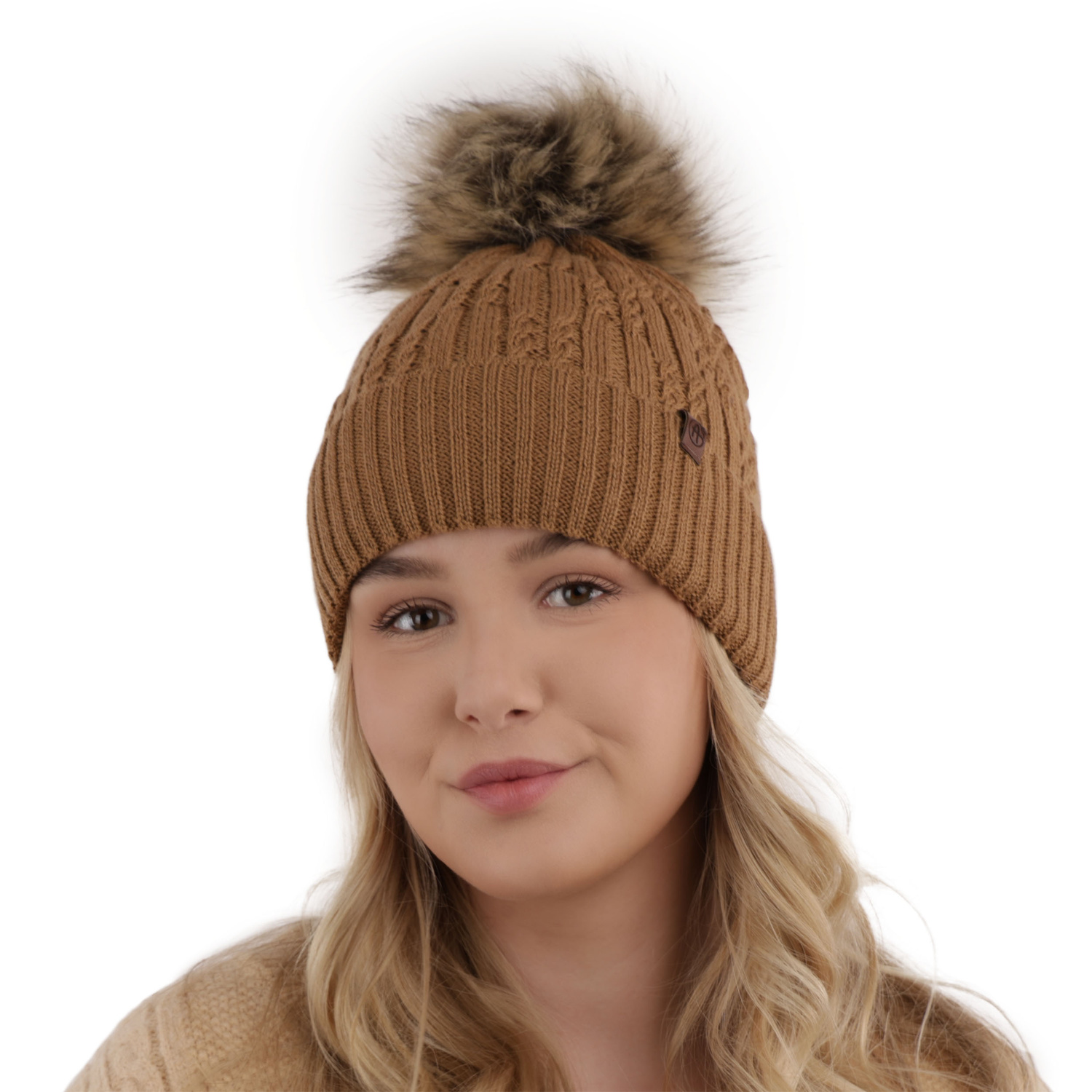 Bonnet d'hiver femme, rose, avec laine mérinos, Larida