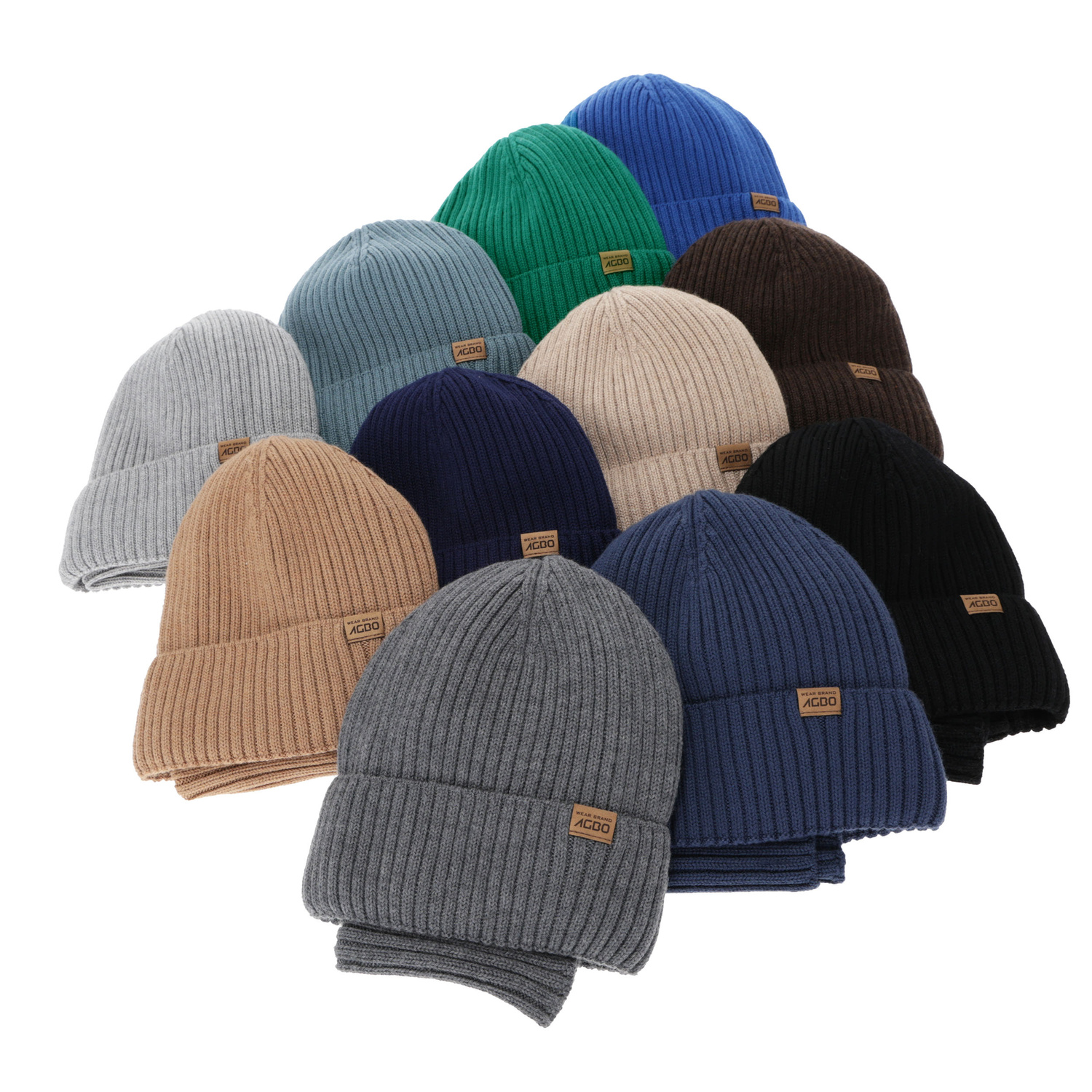 Jongens winter set (muts en buissjaal), 100% Merino Wol, gevoerd met merinowol, bruin, Domin