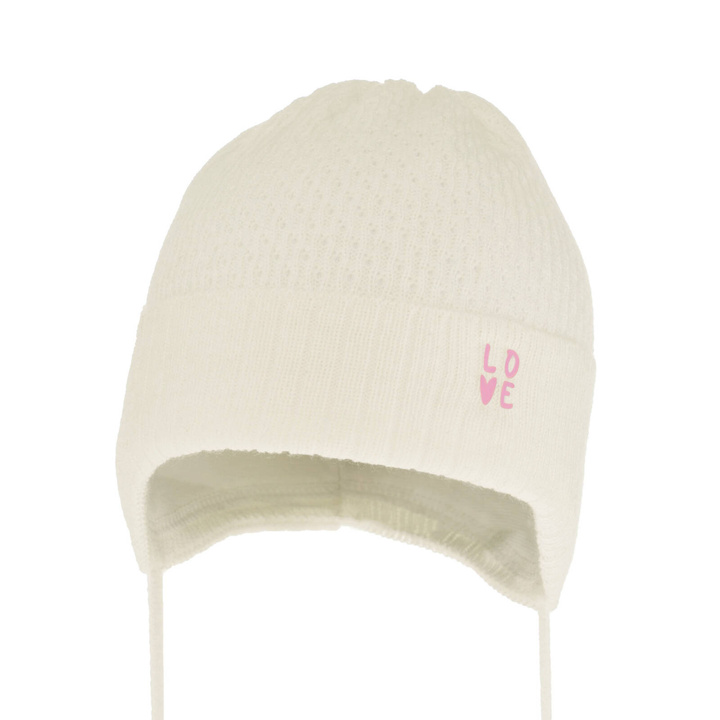 Bonnet automne/printemps fille, crème, avec liens, Camilla