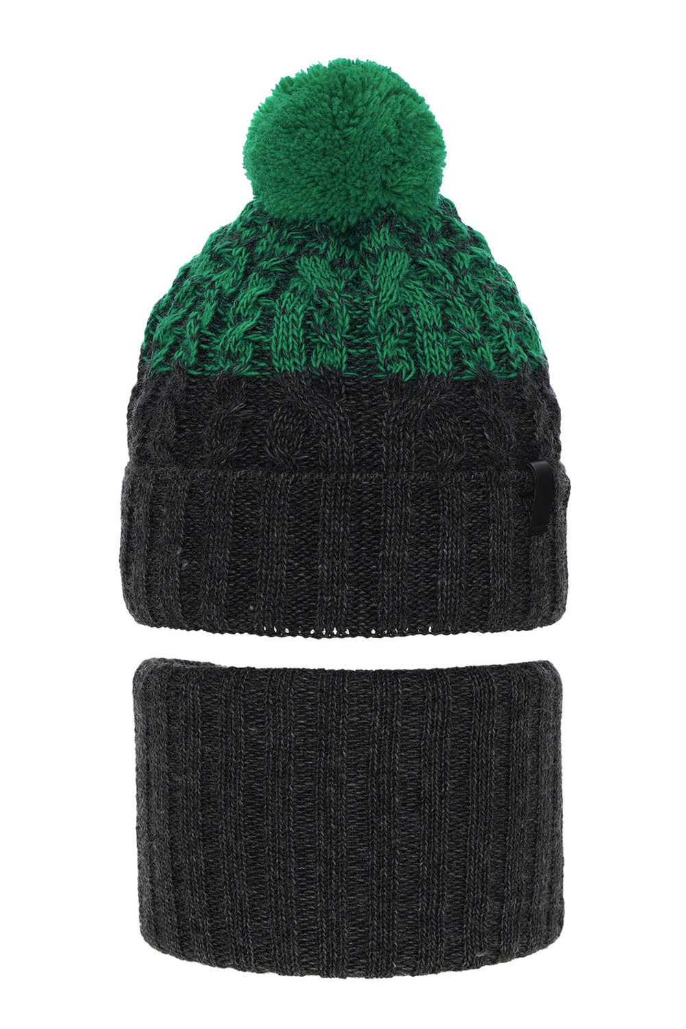 Jongens winter set, grijs, met garen pompon, Travis