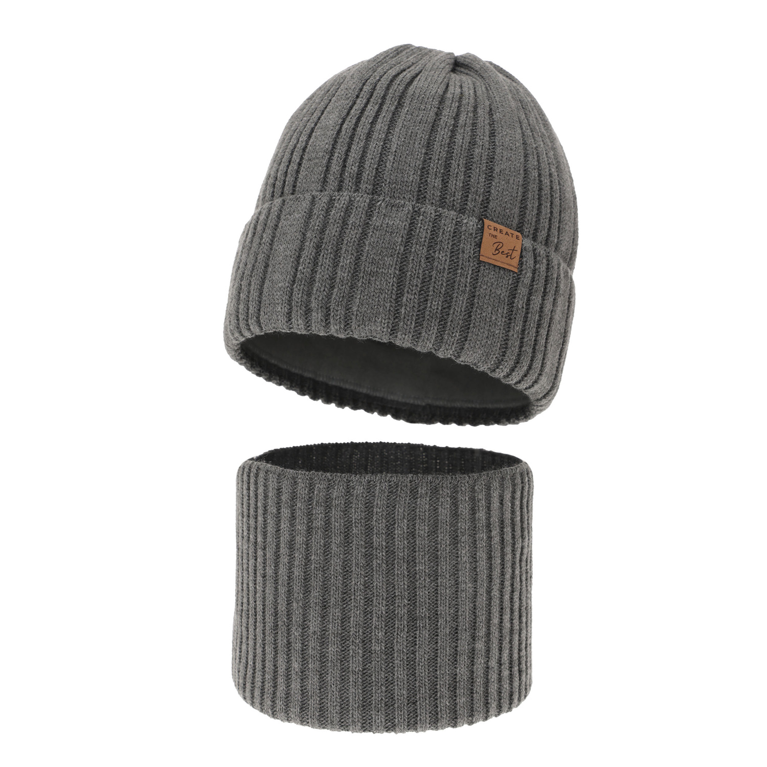 Ensemble d'hiver garçon: bonnet et snood, gris, Klaris