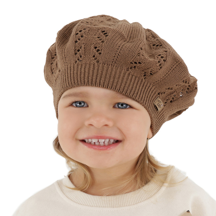 Meisjes beret herfst/lente, bruin, Kevira