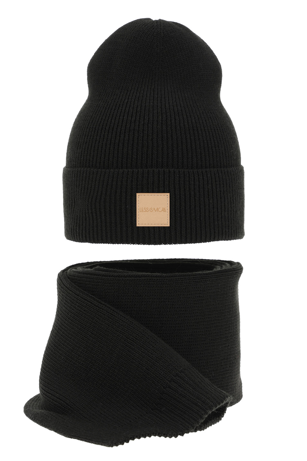 Ensemble d'hiver femme: bonnet et écharpe, noir, Nathalie