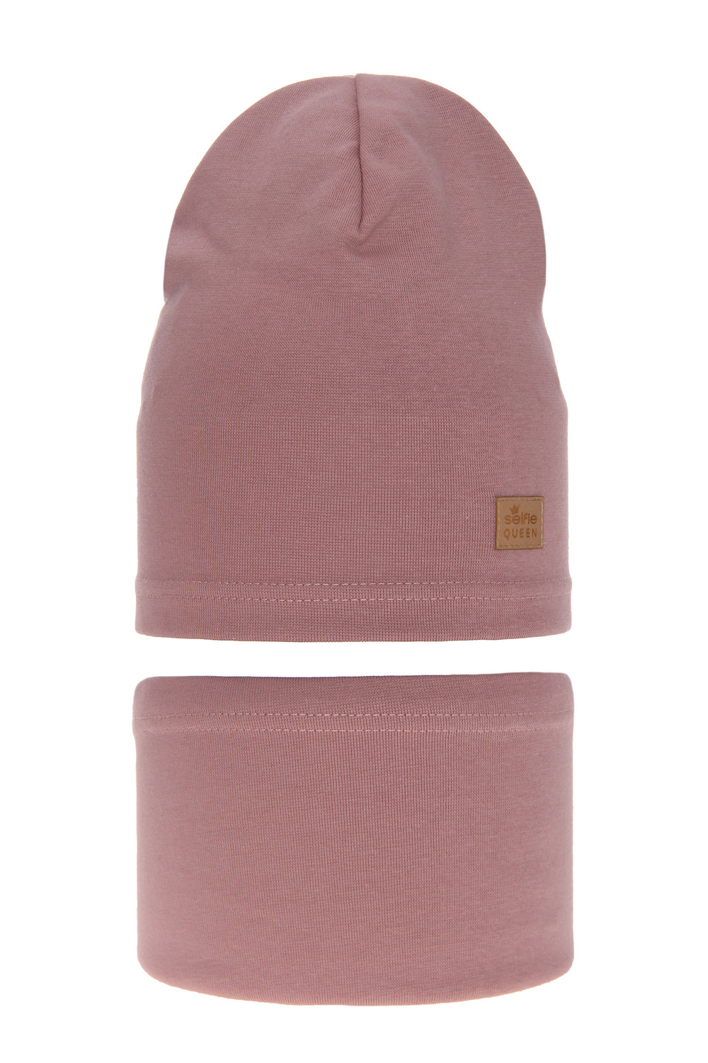 Meisjes herfst/lente set muts en buissjaal, lila, katoenen, Selfie