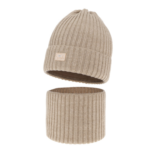 Ensemble d'hiver fille: bonnet et snood, beige, Tampa