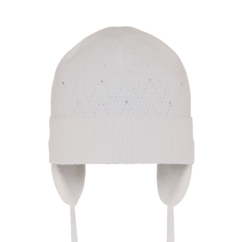 Bonnet automne/printemps fille, blanc, avec liens, Apka