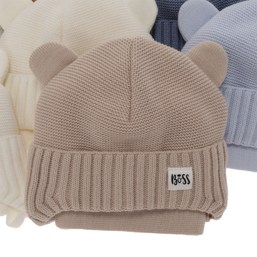 Ensemble d'hiver garçon: bonnet et écharpe, gris, avec liens, Luciano