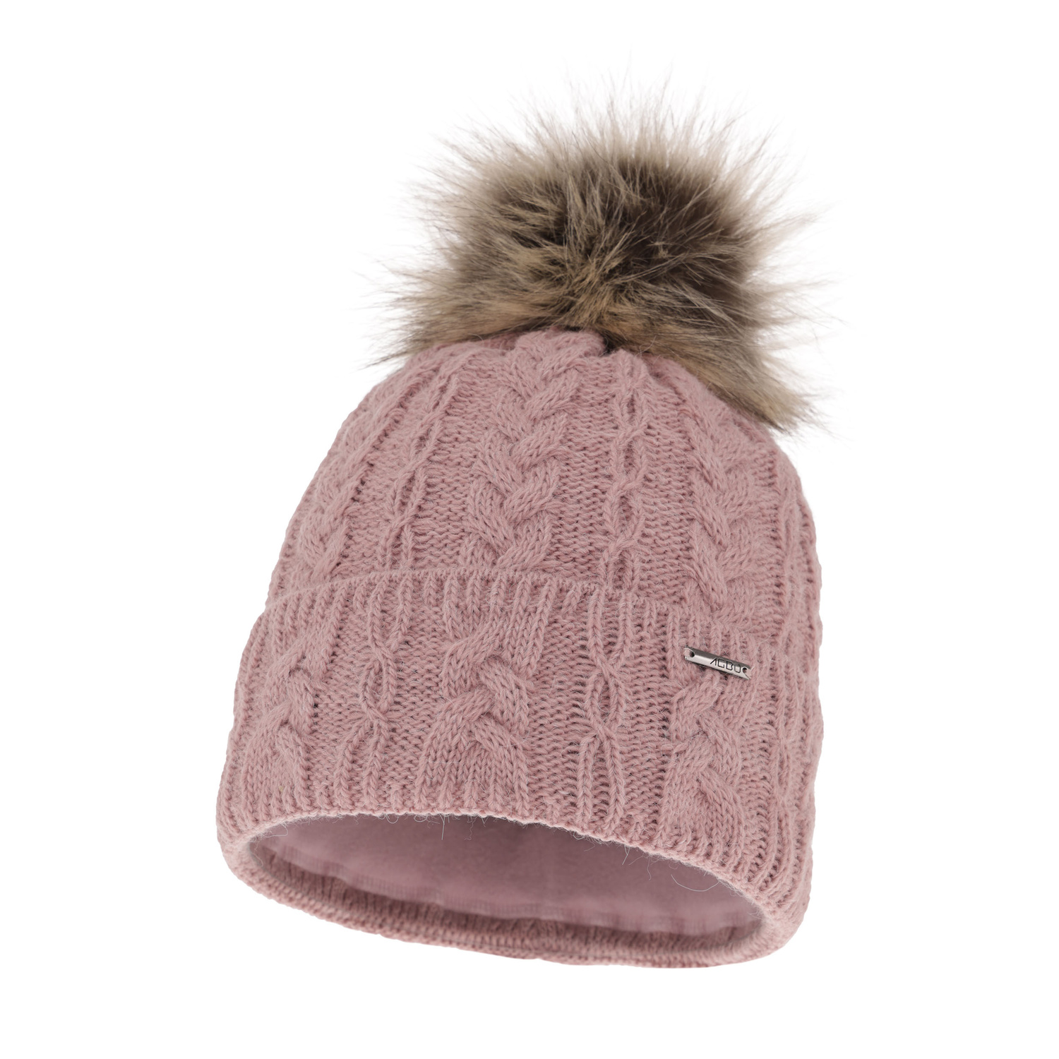 Bonnet d'hiver femme, hiver, wrzosowa, avec pompon, Omega