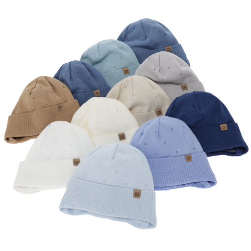 Jongens herfst/lente muts, camel, met bindkoorden, Leif