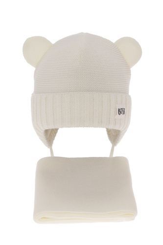 Ensemble d'hiver garçon: bonnet et écharpe, crème, Luciano