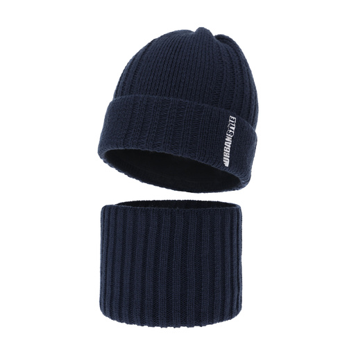 Ensemble d'hiver garçon: bonnet et snood, bleu marine, Balaton