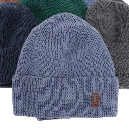 Ensemble automne/printemps garçon: bonnet et snood, bleu, avec laine mérinos, Bruce