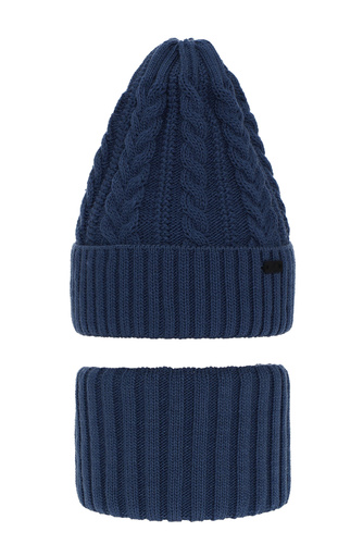 Ensemble d'hiver garçon: bonnet et snood, bleu, Colins