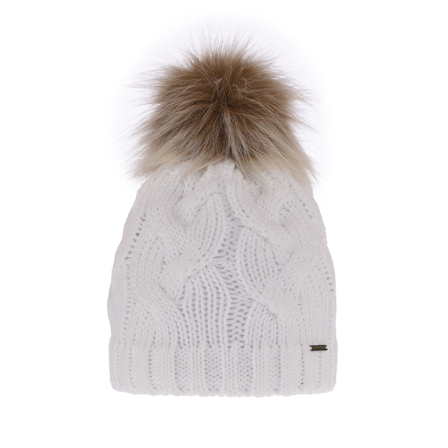 Bonnet d'hiver femme, blanc, avec pompon, Terri