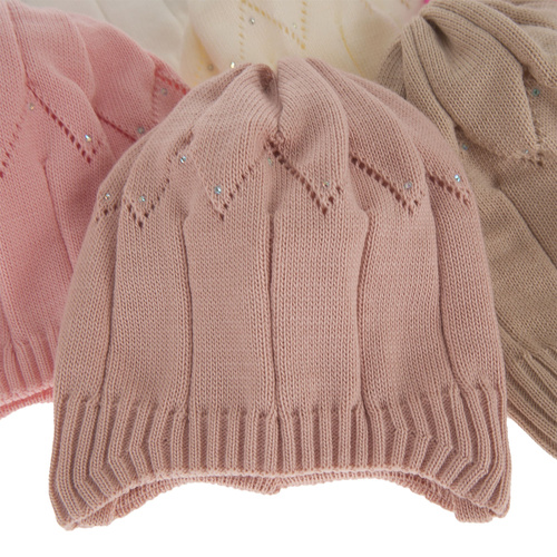 Bonnet automne/printemps fille, lilas, avec liens, Mercja