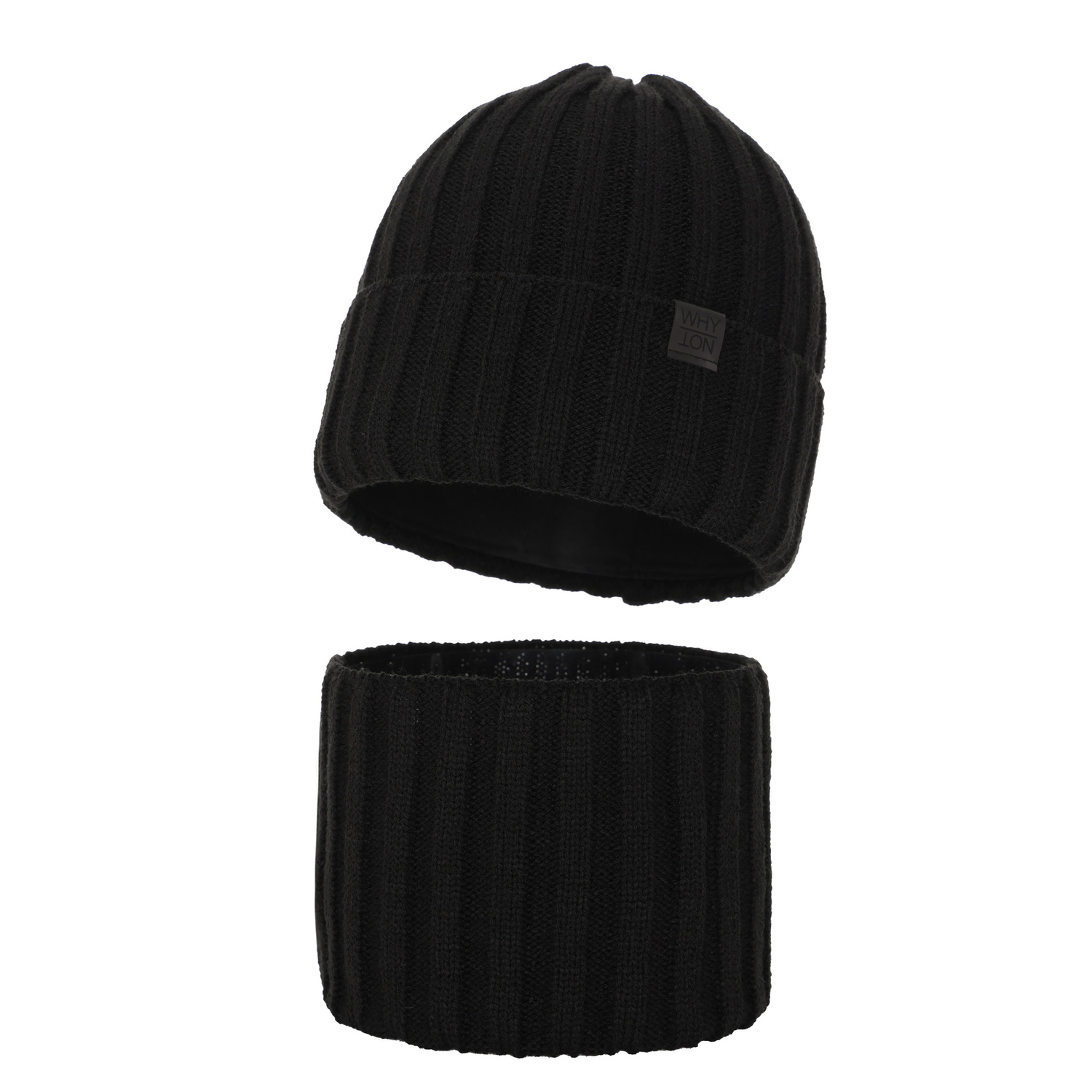 Ensemble d'hiver garçon: bonnet et snood, noir, Baster