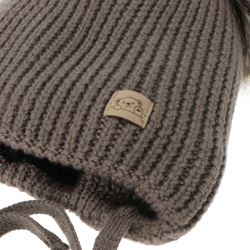 Jongens winter set (muts en buissjaal), zwart, 100% merinowol, gevoerd met wollen fleece, Riks