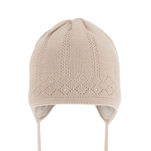 Bonnet automne/printemps fille, beige, avec liens, Antila