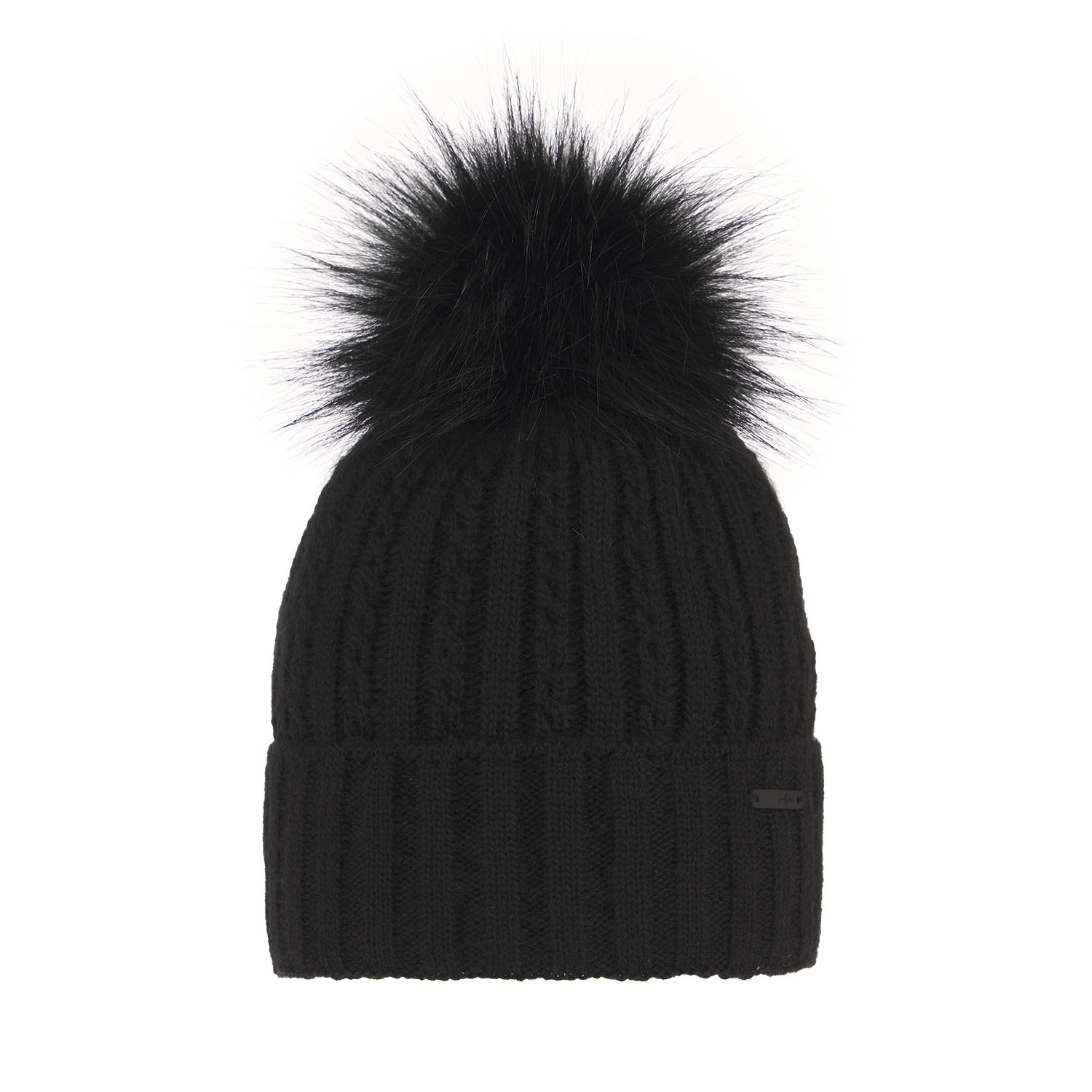 Bonnet d'hiver femme, noir, avec pompon, Karizma