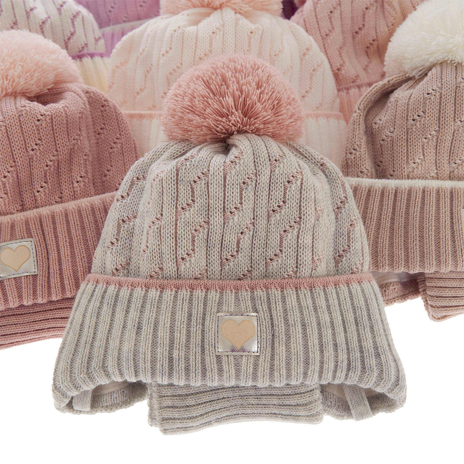 Ensemble d'hiver fille: bonnet et snood, rose, avec pompon, Natka