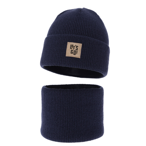 Ensemble d'hiver garçon: bonnet et snood, bleu marine, Joseph