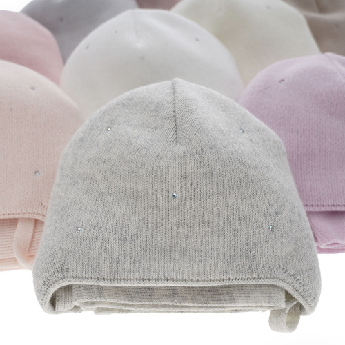 Meisjes winter set muts en sjaal, roze, met bindkoorden, Moli