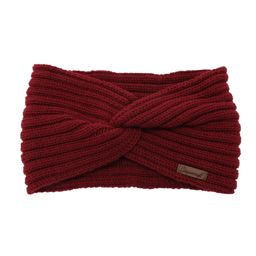 Dames winter hoofdband, bordeauxrood, 100% Merino Wol, Veka