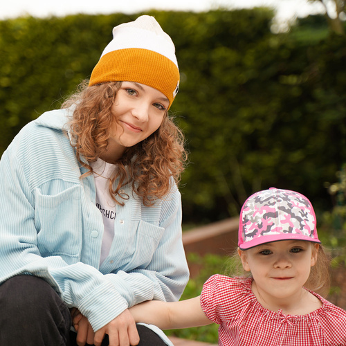 Meisjes baseballpet, Roze, Met elastiek achter, Camouflage