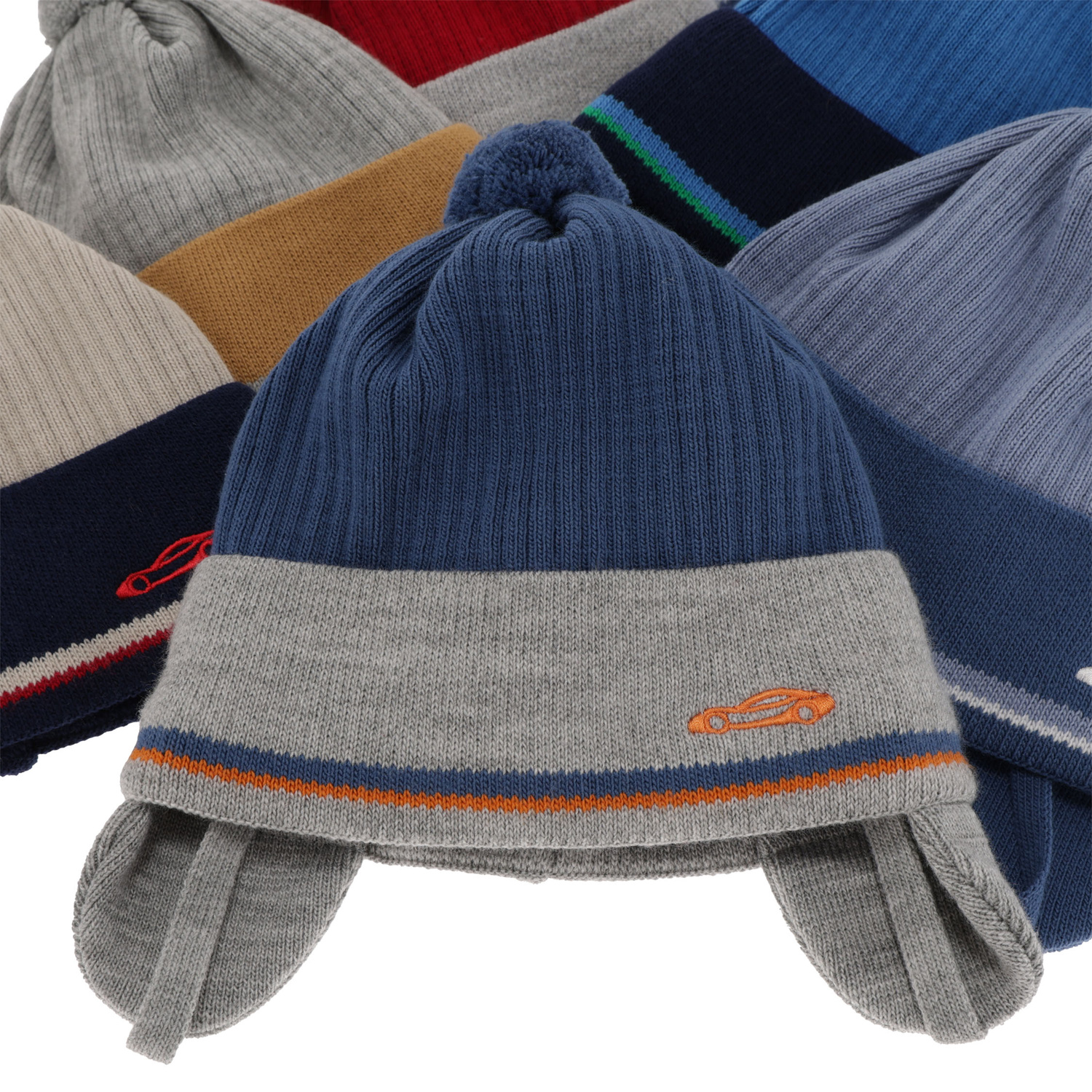 Bonnet automne/printemps garçon, beige, avec liens, avec pompon, Jacob