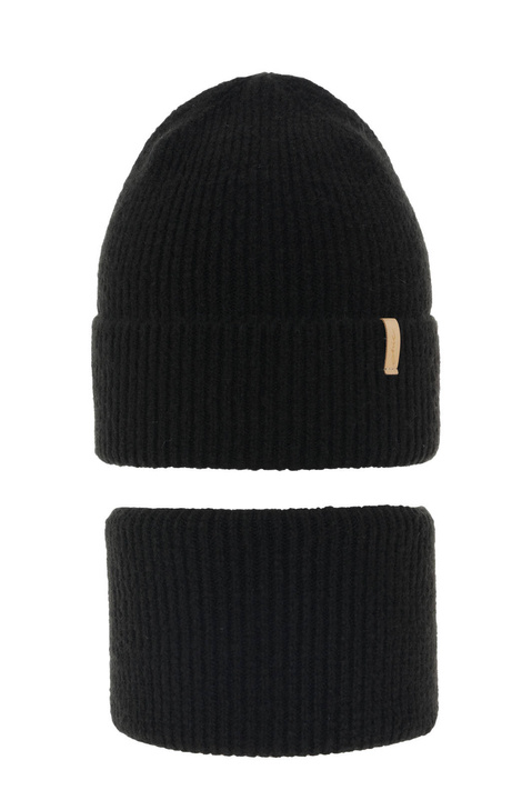 Ensemble d'hiver fille: bonnet et snood, noir, Edila