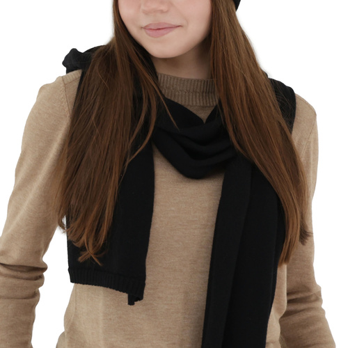 Dames wintersjaal, zwart, merinowol met kasjmier, Irenia