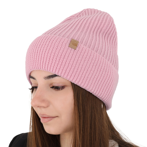 Bonnet d'hiver femme, rose, avec laine mérinos, Isla