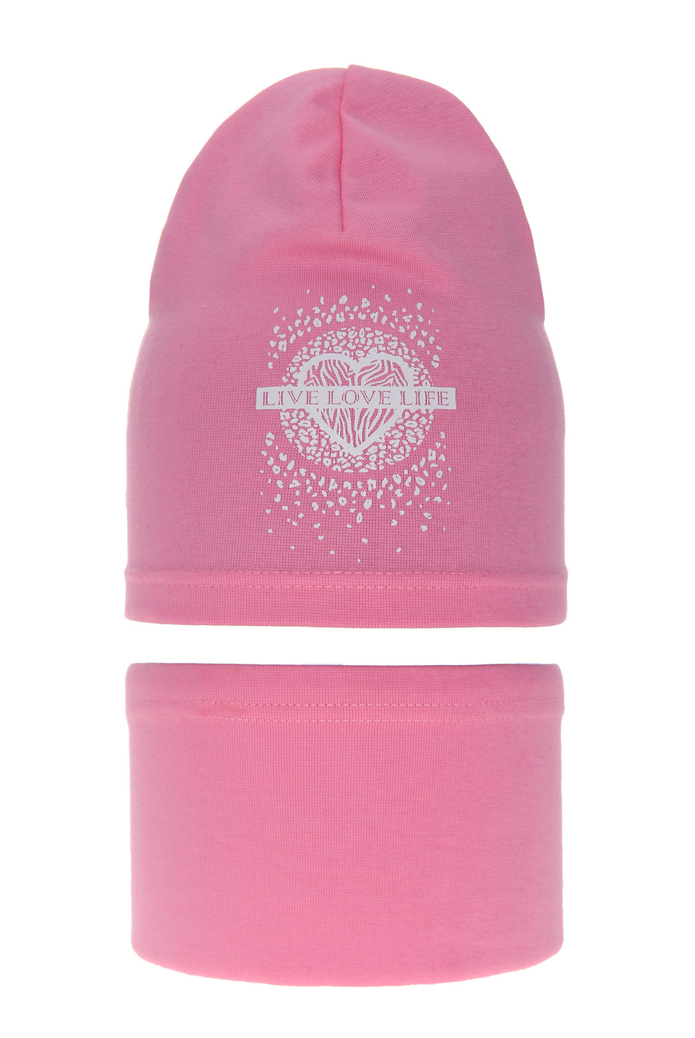 Meisjes herfst/lente set muts en buissjaal, roze, katoenen, Esmeralda