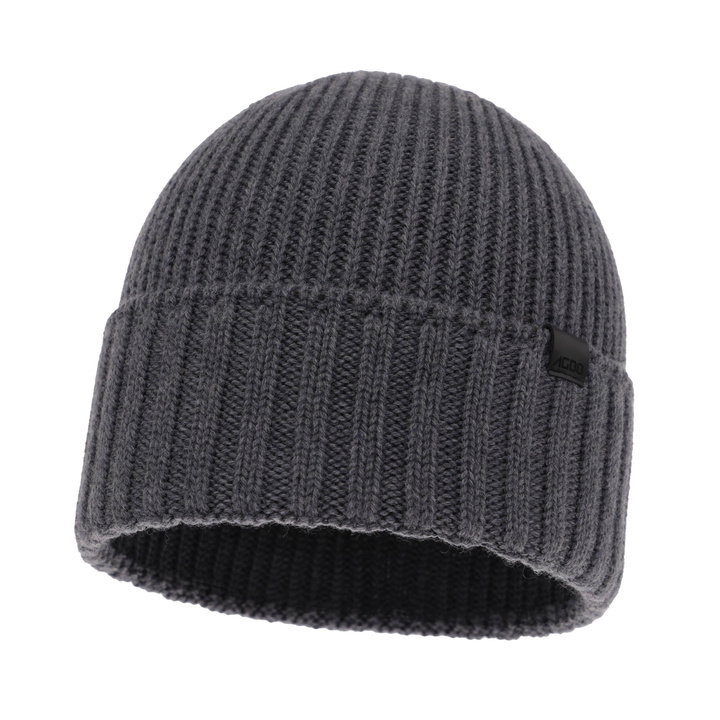 Bonnet d'hiver homme, gris, avec laine mérinos, sans coutures, Bruner