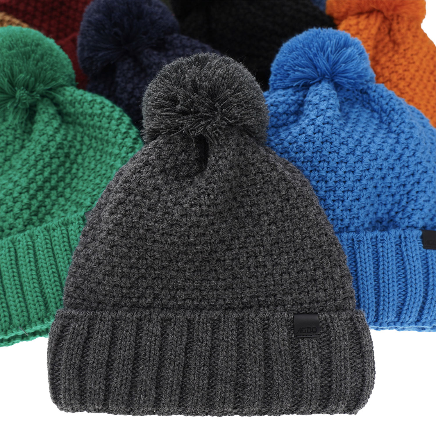 Jongens wintermuts, bordeaux, met garen pompon, Polins