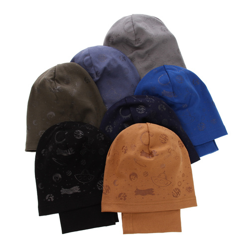 Jongens herfst/lente set muts en buissjaal, zwart, katoenen, Kosmos