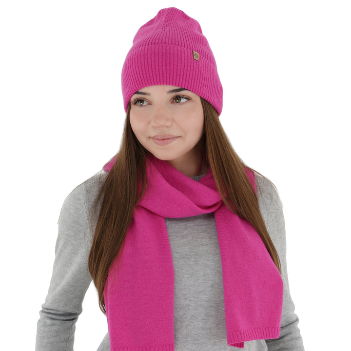 Dames wintersjaal, roze, merinowol met kasjmier, Irenia