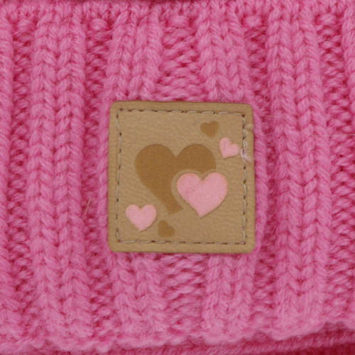 Meisjes muts en col, winter set, roze, 100% merinowol, gevoerd met wollen fleece, Ronia