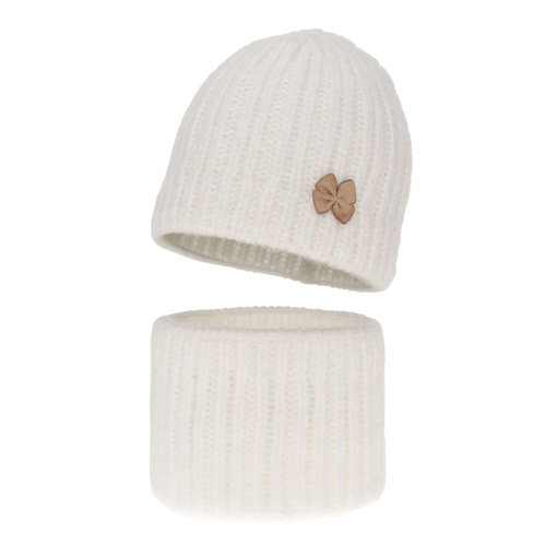 Ensemble d'hiver fille: bonnet et snood, blanc, Ingrid