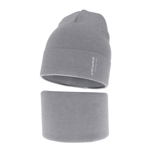 Ensemble automne/printemps garçon: bonnet et snood, met katoen, gris, Timothe