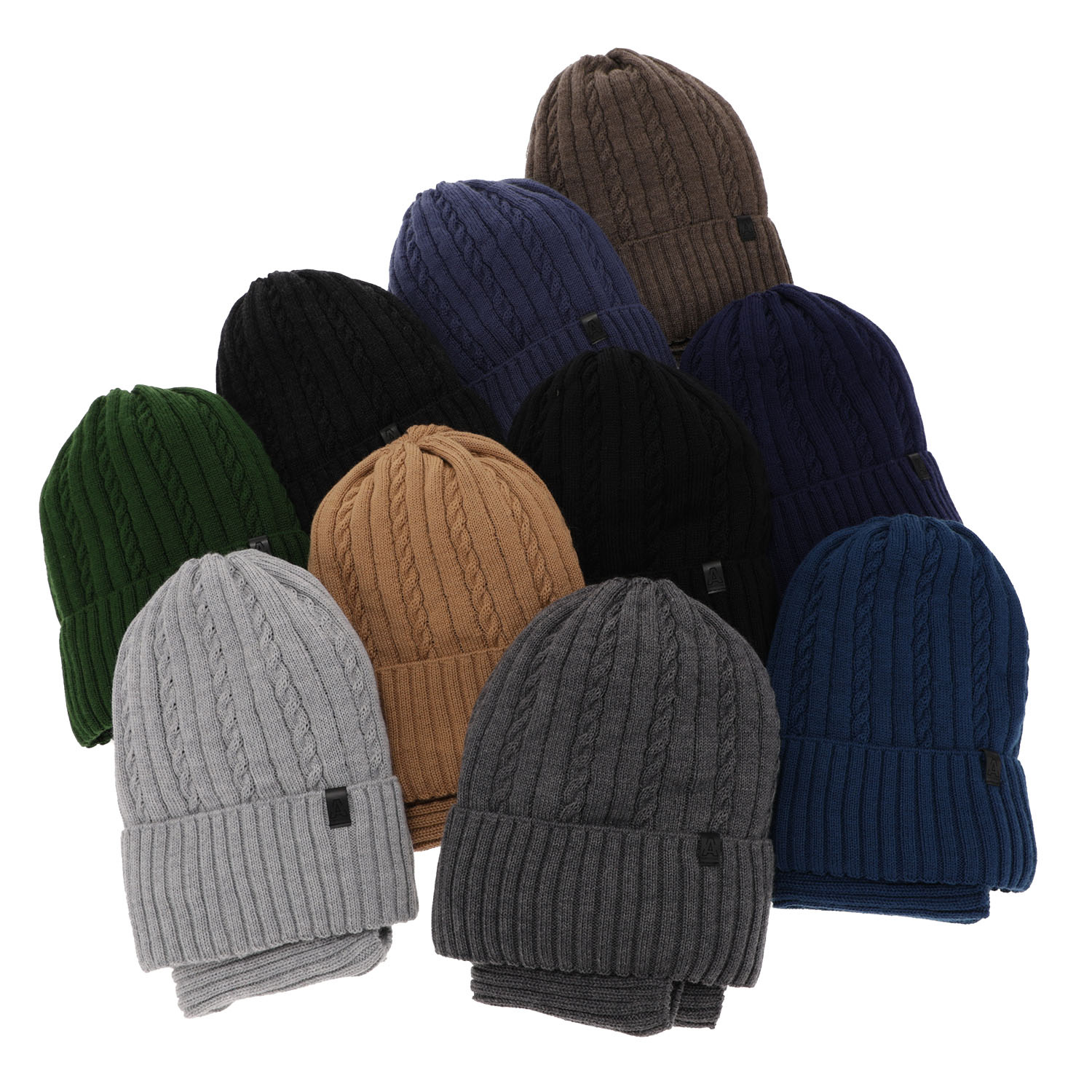 Ensemble d'hiver garçon: bonnet et snood, camel, avec laine mérinos, doublé de polaire, Kairo