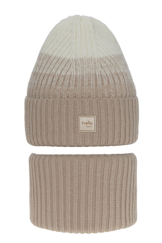 Meisjes winter set muts en buissjaal, beige, Tasha