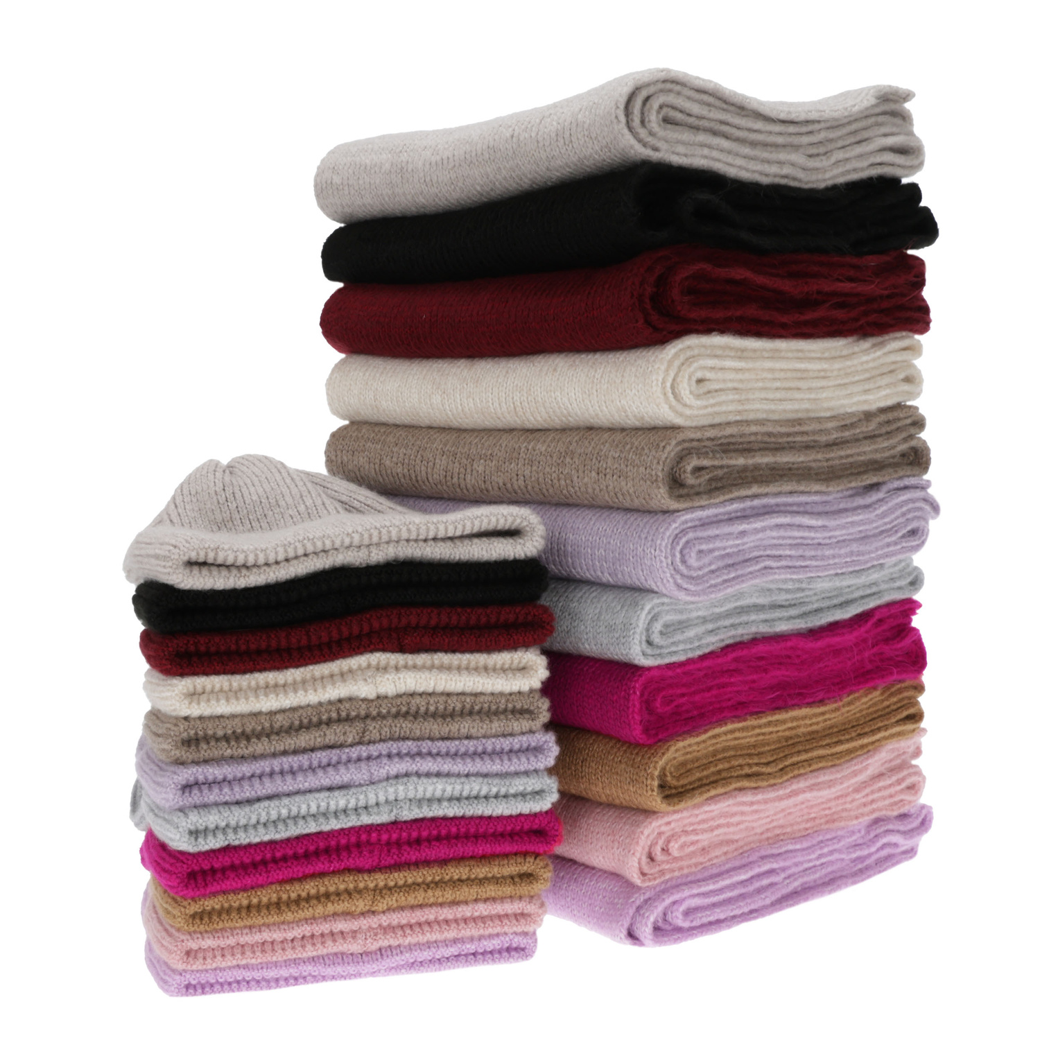 Dames winter set (muts en sjaal), bruin, met merinowol, Seala