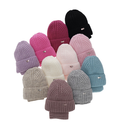 Meisjes winter set muts en buissjaal, kremowy, Valentine