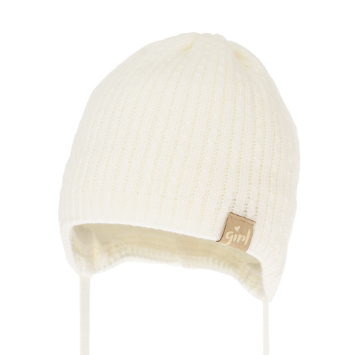 Bonnet automne/printemps fille, crème, avec liens, Cheri