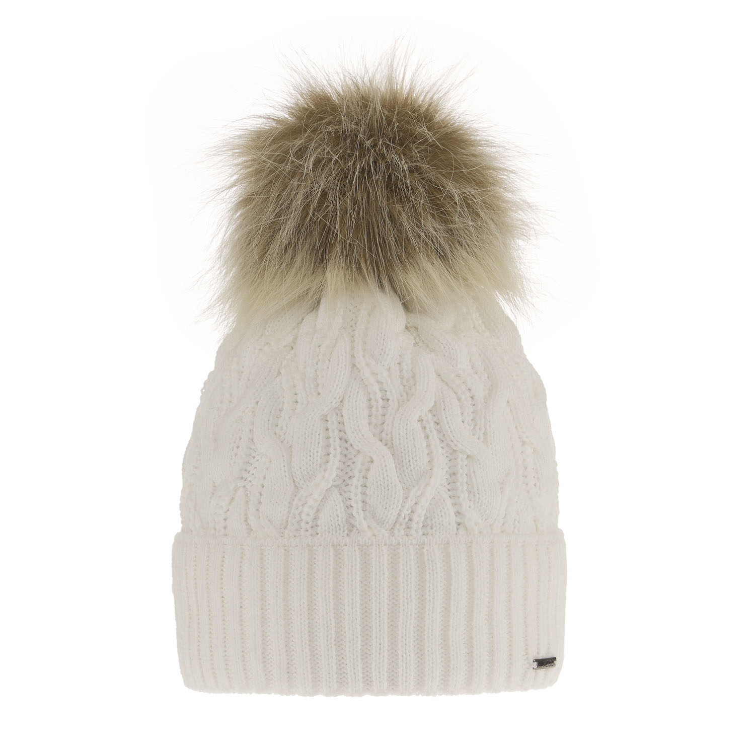 Bonnet d'hiver femme, blanc, avec pompon, Deva