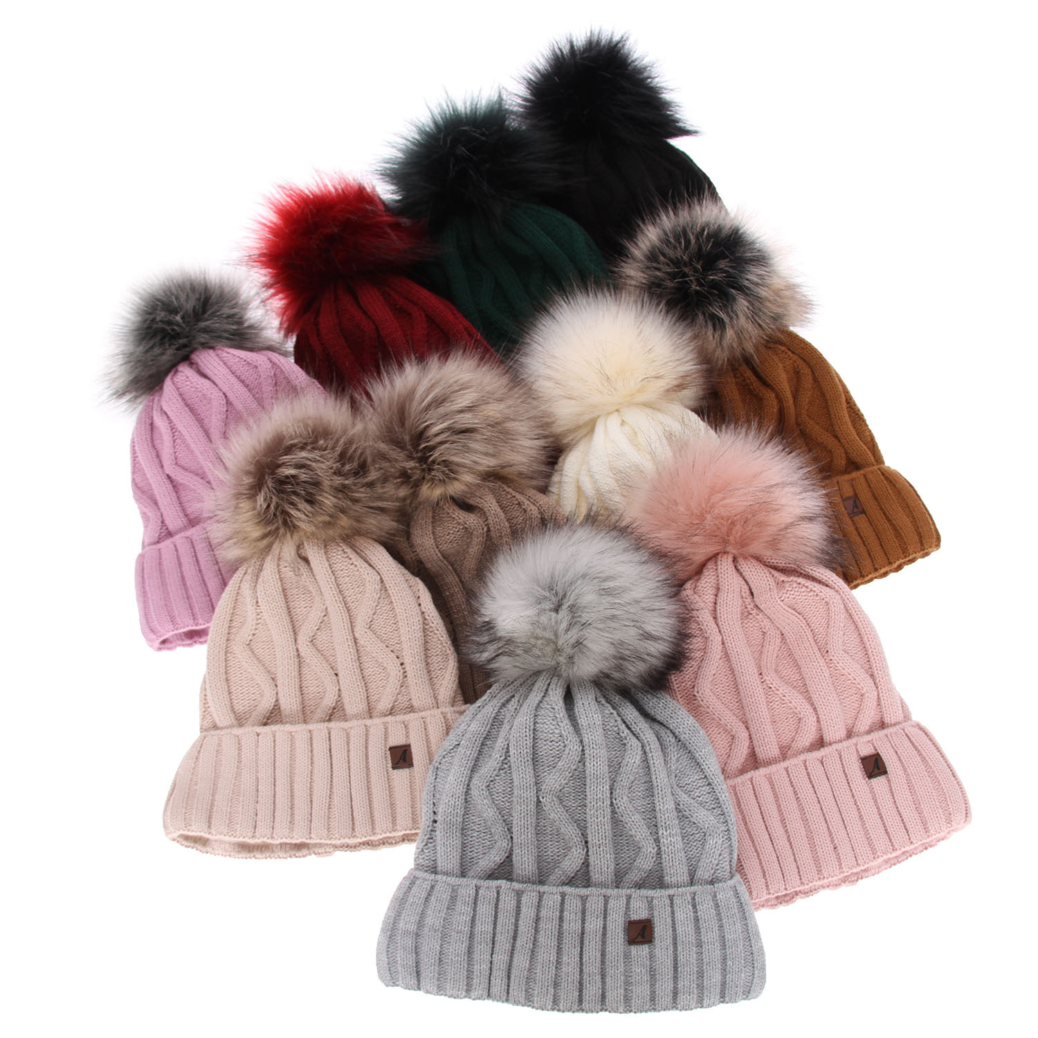 Dames wintermuts, paars, met garen pompon, Renika